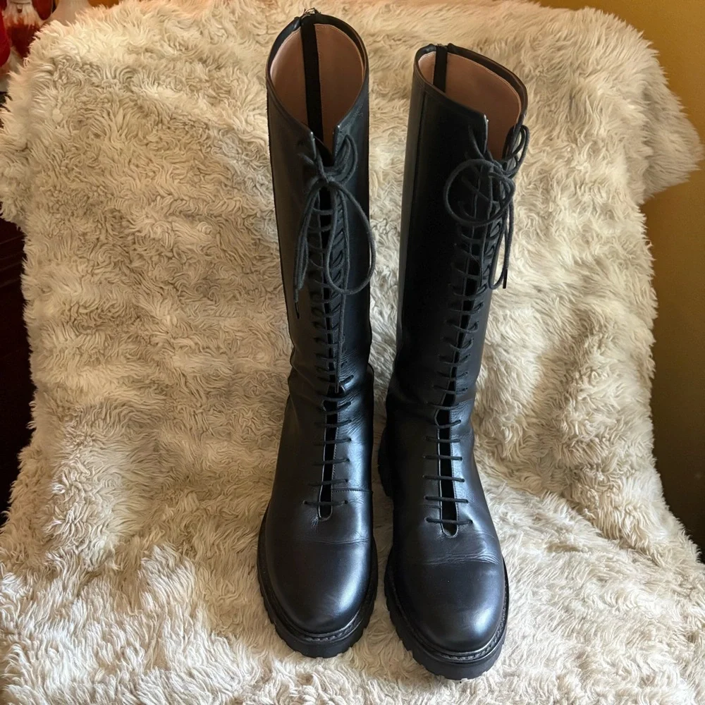 LEGRES Style 11 Laceup Leather Knee Boots - Picture 3 of 10